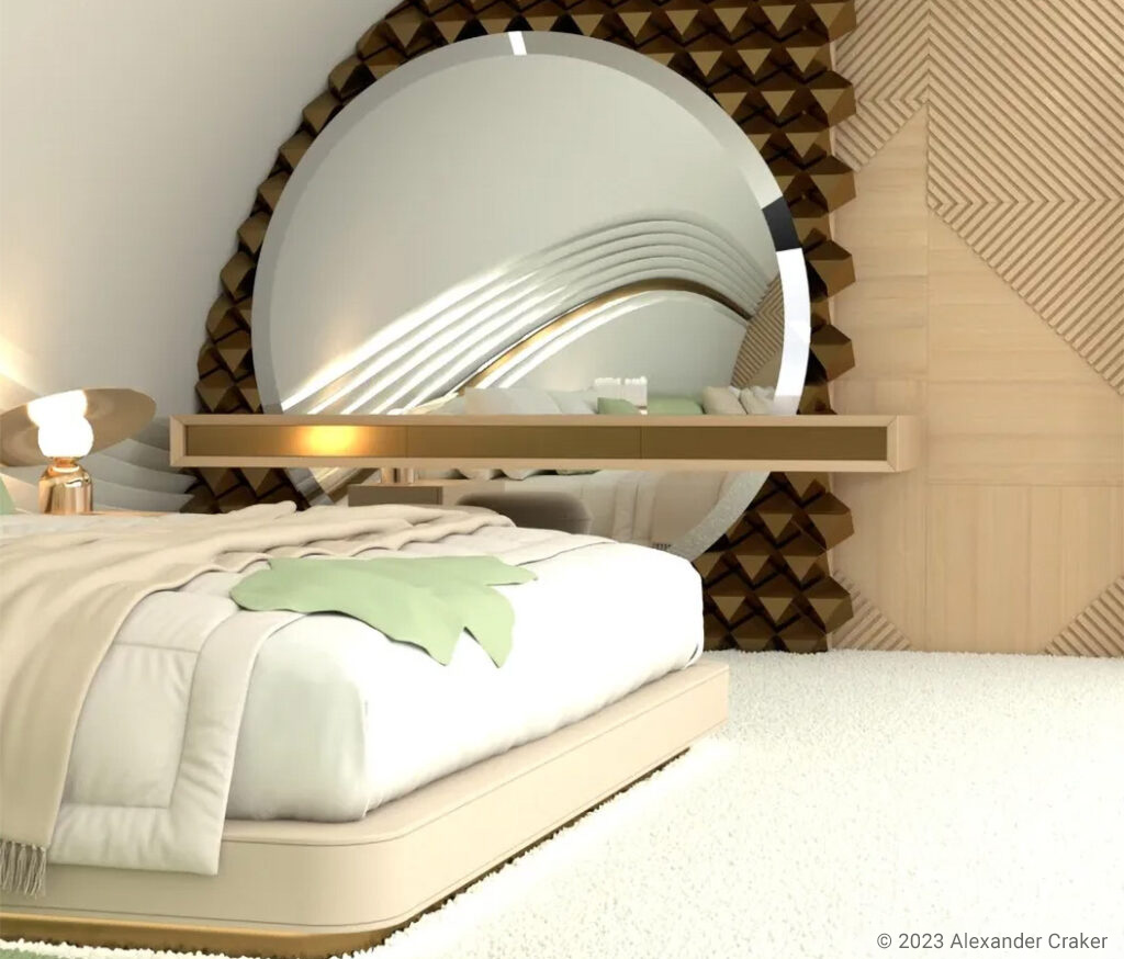 bedroom on a private jet