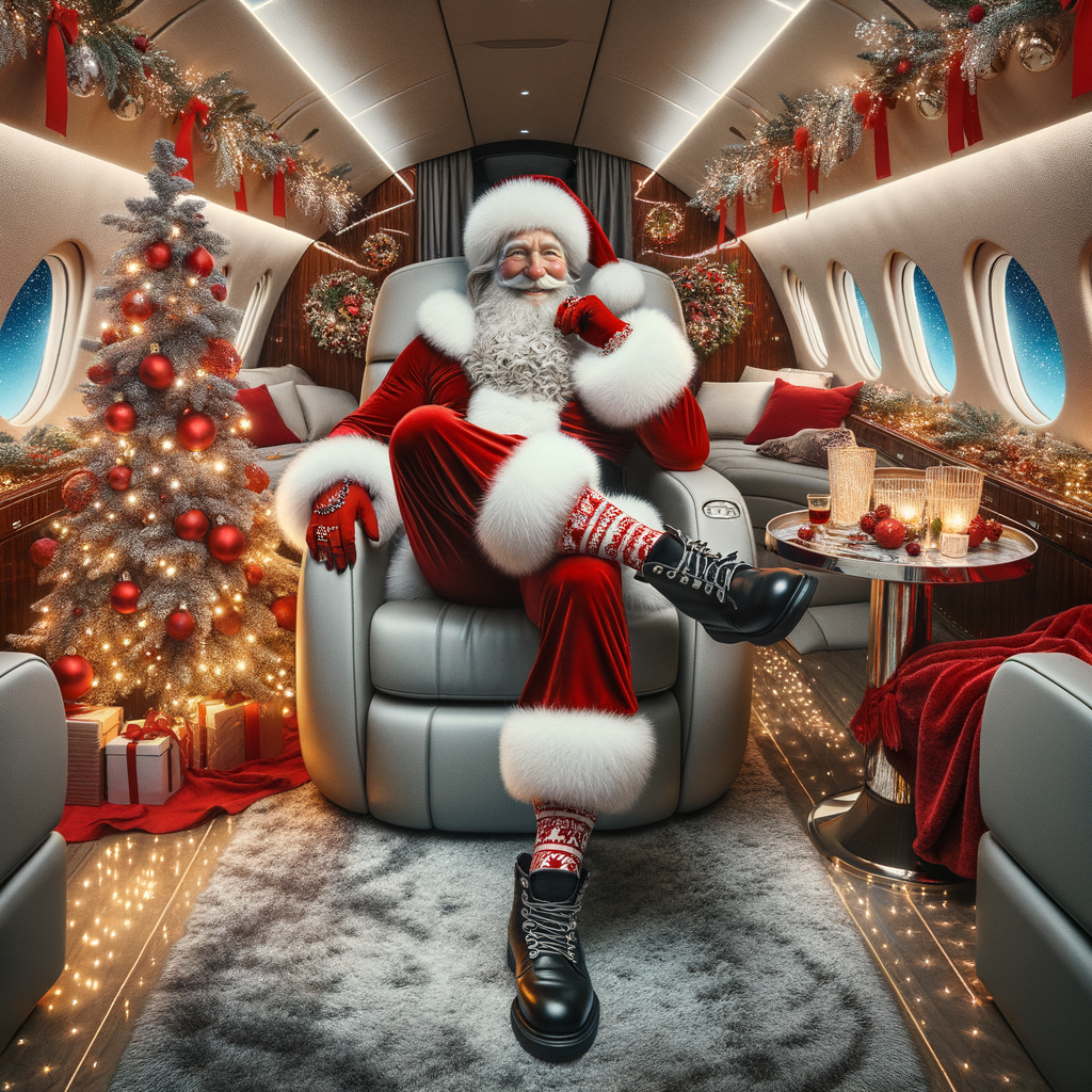 Santa in a private jet