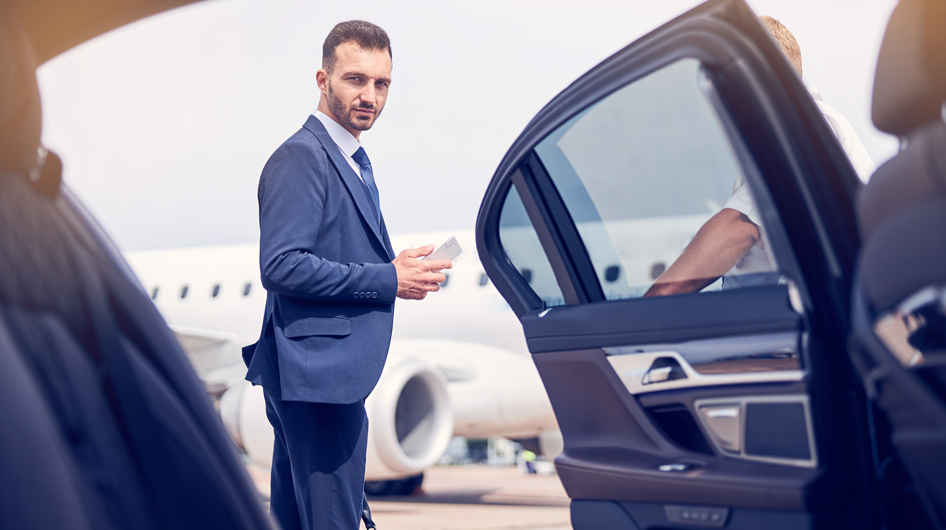 blog Man going on a business trip by Private Jet